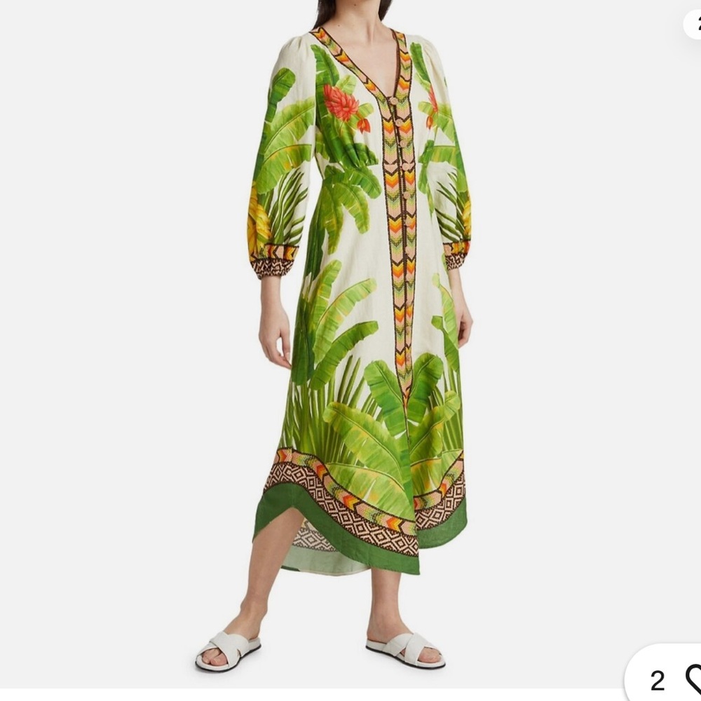 FARM RIO FRESH FOREST SCARF MIDI DRESS. NWOT. - Picture 3 of 4